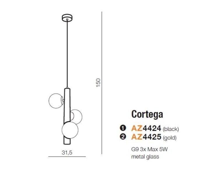 Riippuvalaisin AZzardo Cortega AZ4425 AZ4425 hinta ja tiedot | Riippuvalaisimet | hobbyhall.fi