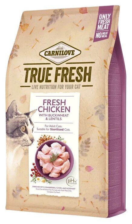 Carnilove True Fresh Cat Chicken täysravinto kissoille 4,8kg hinta ja tiedot | Kissan kuivaruoka | hobbyhall.fi