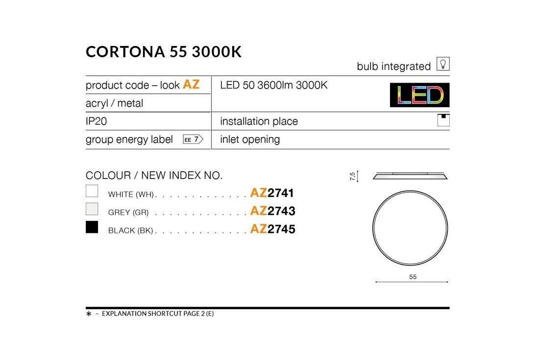 Kattovalaisin AZzardo Cortona AZ2741 hinta ja tiedot | Kattovalaisimet | hobbyhall.fi