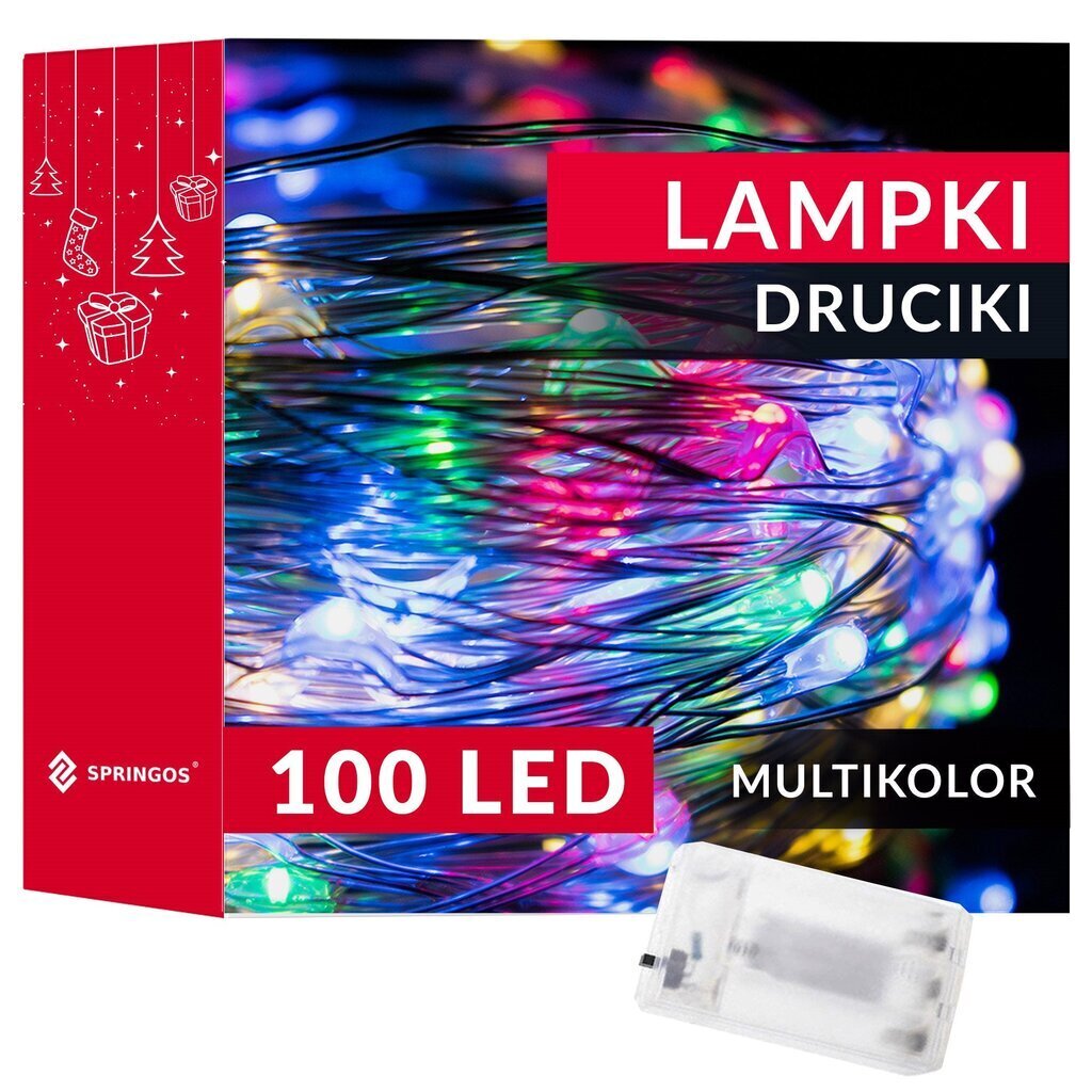 Paristokäyttöinen LED valosarja (100 lediä, värillinen) hinta ja tiedot | Jouluvalot | hobbyhall.fi