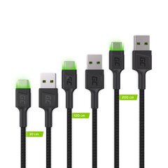 Green Cell USB-C -kaapelisarja 3x QC 3,0 0,3 m 1,2 m 2 m hinta ja tiedot | Puhelinkaapelit | hobbyhall.fi