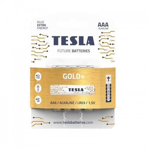 Tesla AAA Gold+ Alkaline LR03 1250 mAh paristot 4 kpl hinta ja tiedot | Paristot | hobbyhall.fi