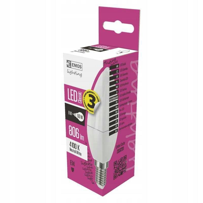 EMOS LED-lamppu 8W E14 NW hinta ja tiedot | Lamput | hobbyhall.fi