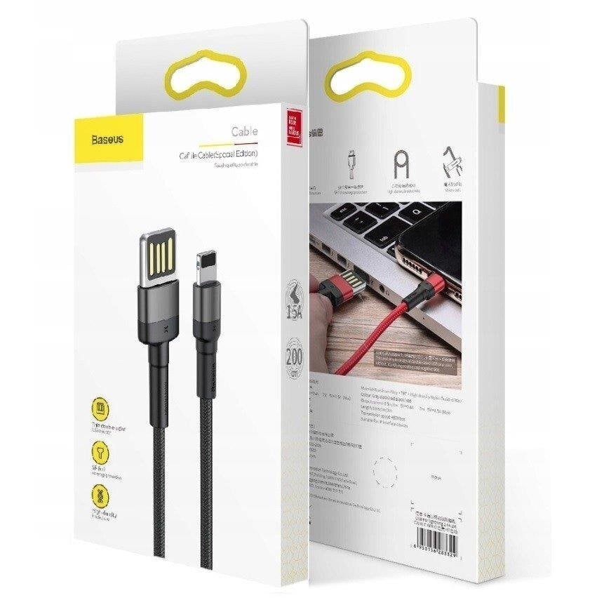 Tiedonsiirto-/latauskaapeli USB - Lightning Baseus Cafule, 1,5A, 2m, musta hinta ja tiedot | Kaapelit ja adapterit | hobbyhall.fi