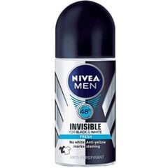 Roll-on deodorantti miehille Nivea Invisible Black & White 50 ml hinta ja tiedot | Deodorantit | hobbyhall.fi