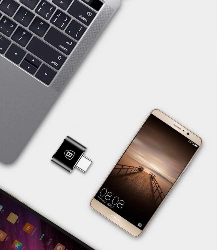 Baseus USB C-Type USB-sovitin 2.4A (musta) hinta ja tiedot | Puhelinkaapelit | hobbyhall.fi