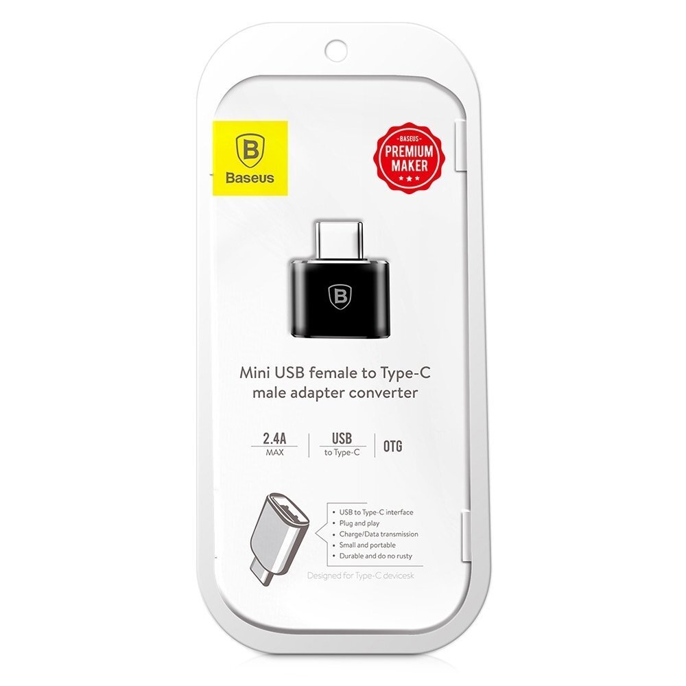 Baseus USB C-Type USB-sovitin 2.4A (musta) hinta ja tiedot | Puhelinkaapelit | hobbyhall.fi