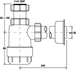 McAlpine MCHC232 -vesilukko ilman pohjaventtiiliä, 32 mm hinta ja tiedot | Vesilukot | hobbyhall.fi