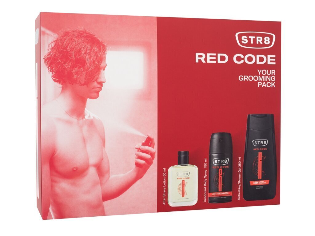 Kosmeettinen lahjasetti miehille STR8 Red Code: After-shave balsami 50 ml + suihkugeeli 250 ml + vartalodeodorantti 150 ml. hinta ja tiedot | Parranajo ja karvanpoisto | hobbyhall.fi