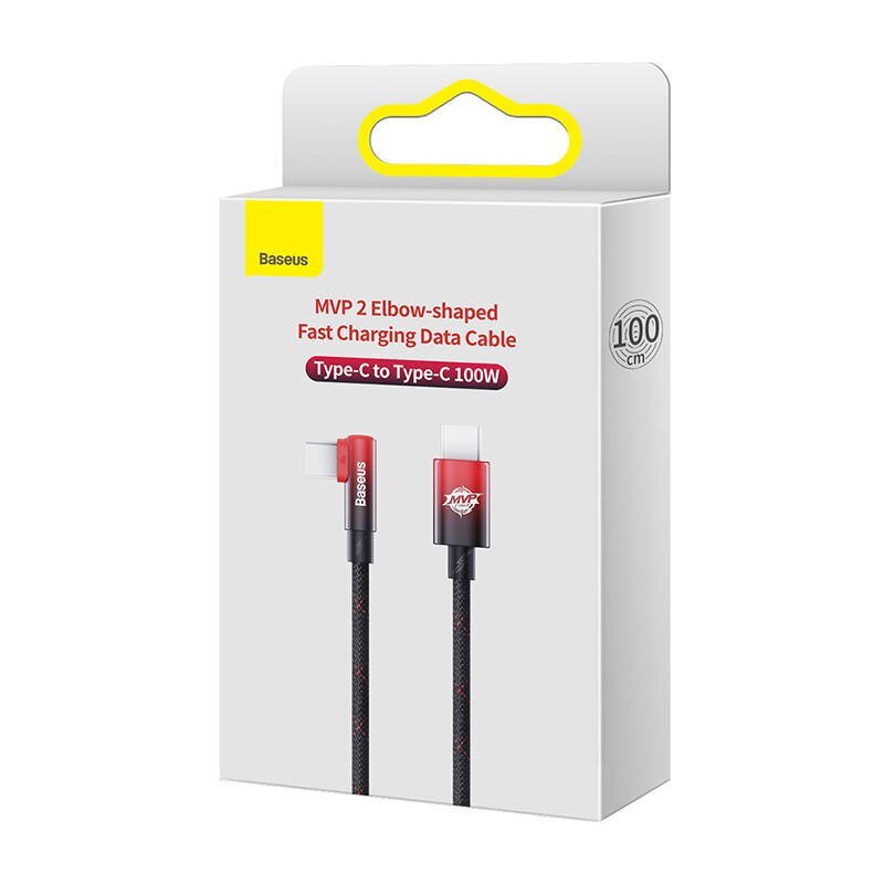 Baseus MVP2 USB-C to USB-C Cable, 100W, 1m (Musta / Punainen) hinta ja tiedot | Puhelinkaapelit | hobbyhall.fi