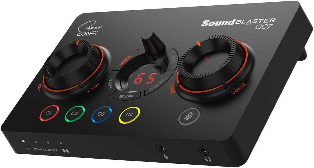Creative Sound Blaster GC7 -pelin suoratoisto DAC AMP ohjelmoitavilla näppäimillä, 7.1 virtuaalinen surround, taistelutila, partiotila, gamevoice mix, dolby audio, yhteensopiva PC: n, PS4/PS5: n, Nintendo Switchin kanssa hinta ja tiedot | Pelikonsolitarvikkeet | hobbyhall.fi