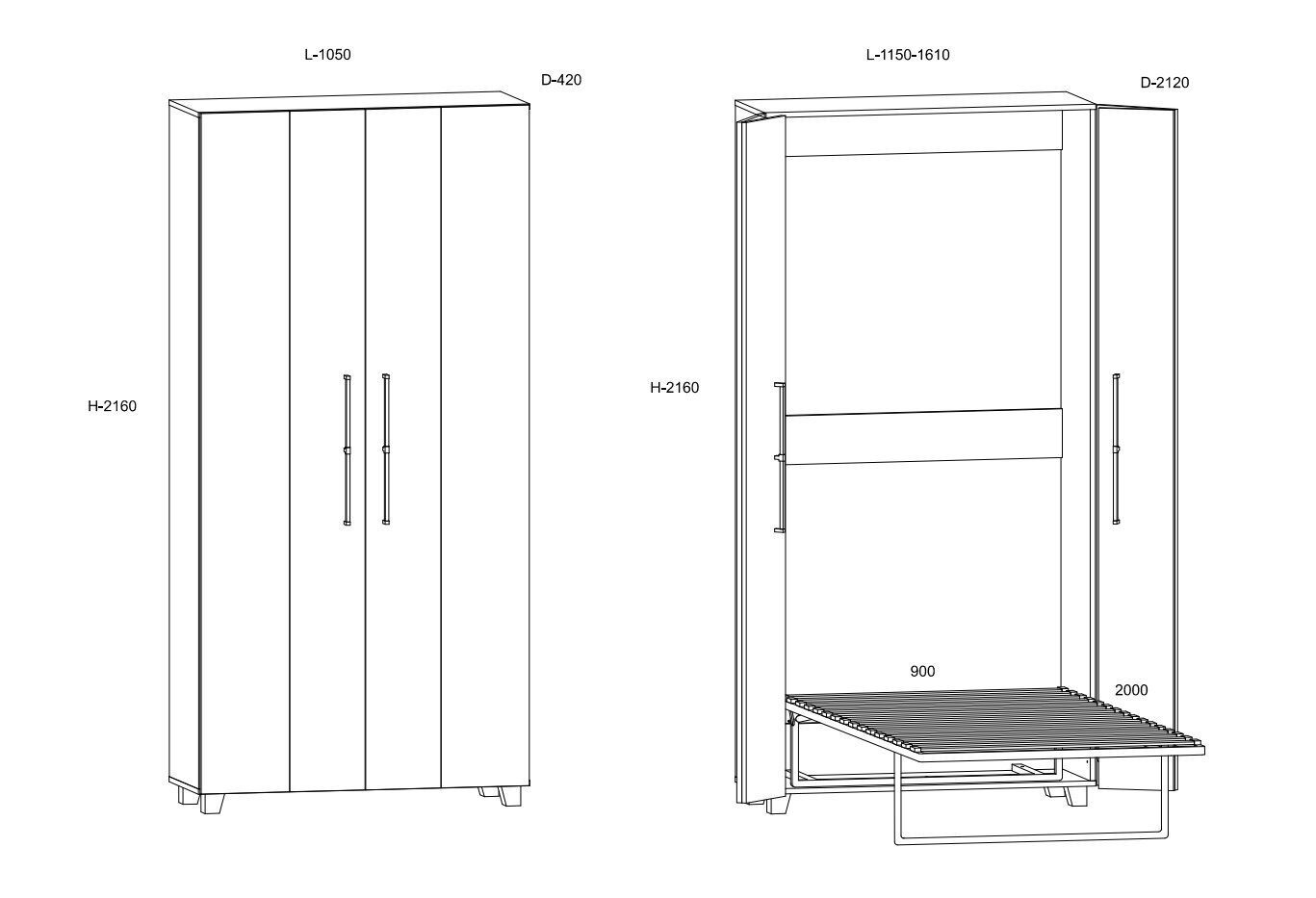 Meblocross Teddy 90, kaappisänky 90x200 cm, ruskea hinta ja tiedot | Lastensängyt | hobbyhall.fi