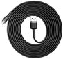 Kaapeli Baseus USB Durable Nylon Braided Wire Usb / Lightning Qc3.0 2A 3m, musta/harmaa (Calklf-Rg1) hinta ja tiedot | Puhelinkaapelit | hobbyhall.fi