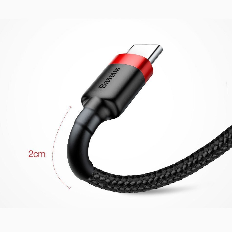 Kaapeli Baseus USB Nylon Braided Wire Usb / Usb-C Qc3.0 2A 3m, punainen CATKLF-U09 hinta ja tiedot | Puhelinkaapelit | hobbyhall.fi