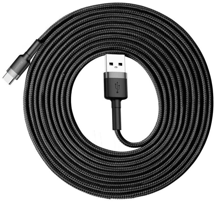 Kaapeli Baseus USB Durable Nylon Braided Wire Usb / Usb-C Qc3.0 2A 3m, musta/harmaa hinta ja tiedot | Puhelinkaapelit | hobbyhall.fi