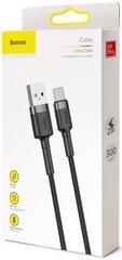 Kaapeli Baseus USB Durable Nylon Braided Wire Usb / Usb-C Qc3.0 2A 3m, musta/harmaa hinta ja tiedot | Puhelinkaapelit | hobbyhall.fi