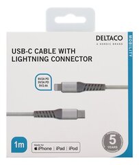 Deltaco IPLH-312M, USB C, Lightning, 1m hinta ja tiedot | Puhelinkaapelit | hobbyhall.fi