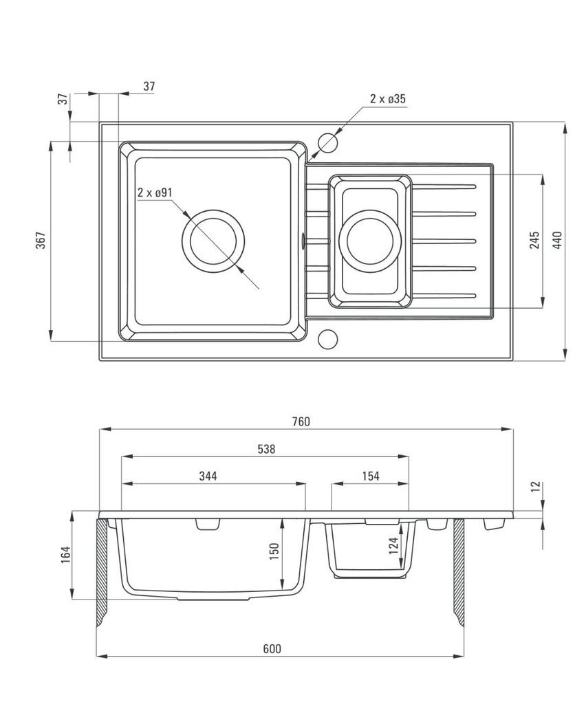 Graniittinen pesuallas Deante Zorba ZQZ 2513, graphite hinta ja tiedot | Keittiöaltaat | hobbyhall.fi