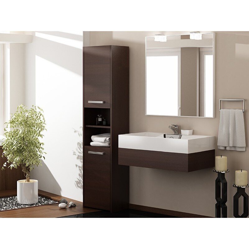 Korkea kylpyhuonehylly S40, tummanruskea hinta ja tiedot | Kylpyhuonekaapit | hobbyhall.fi