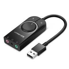 Adapteri Ugreen USB, äänenvoimakkuuden säätö, 15 cm, musta (40964) hinta ja tiedot | Ugreen Tietokoneiden lisävarusteet | hobbyhall.fi