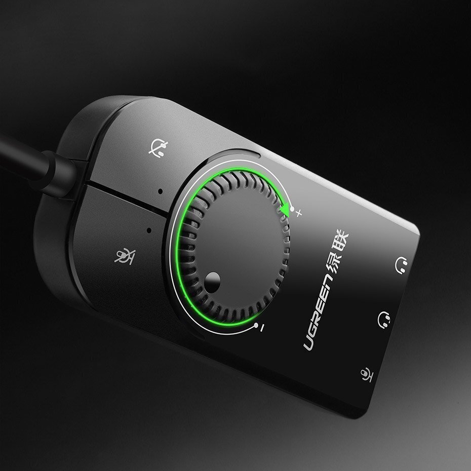 Adapteri Ugreen USB, äänenvoimakkuuden säätö, 15 cm, musta (40964) hinta ja tiedot | Adapterit | hobbyhall.fi