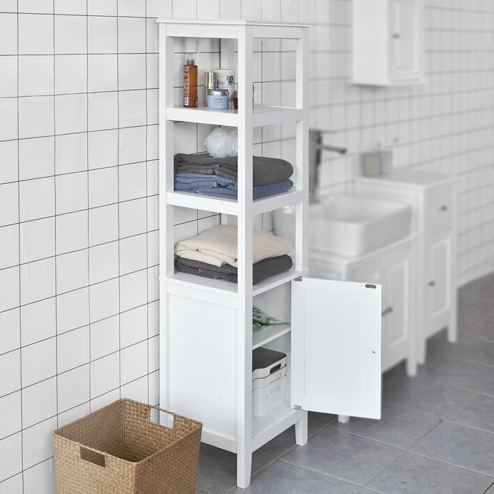 Korkea kylpyhuonekaappi SoBuy FRG205-W, valkoinen hinta ja tiedot | Kylpyhuonekaapit | hobbyhall.fi