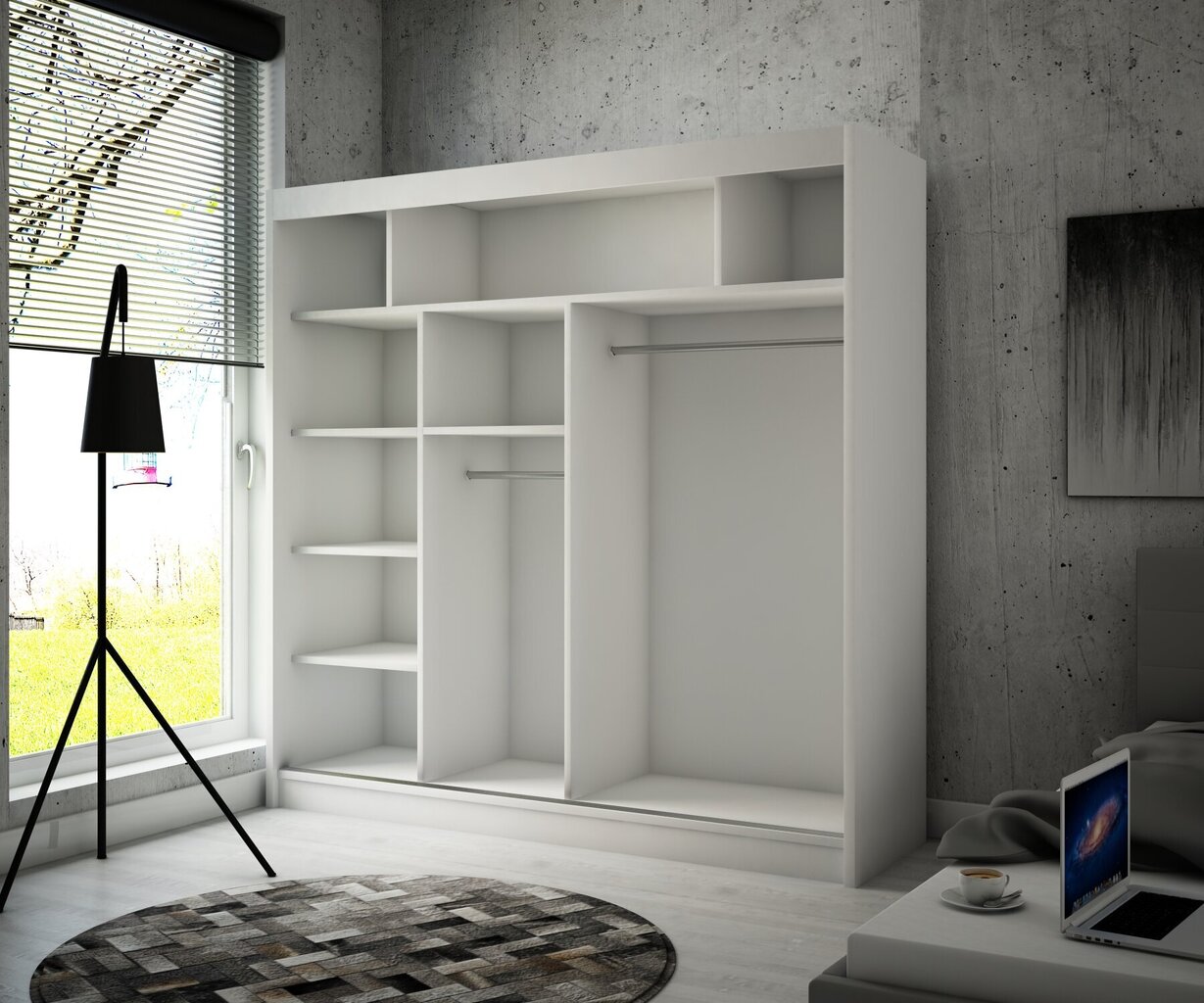 Vaatekaappi Adrk Furniture Keita 200 cm, valkoinen/musta hinta ja tiedot | Kaapit | hobbyhall.fi
