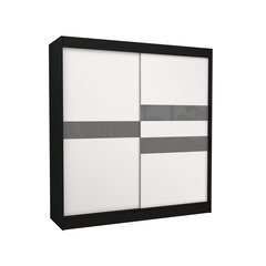 Vaatekaappi Adrk Furniture Batia 200 cm, musta/harmaa hinta ja tiedot | Kaapit | hobbyhall.fi