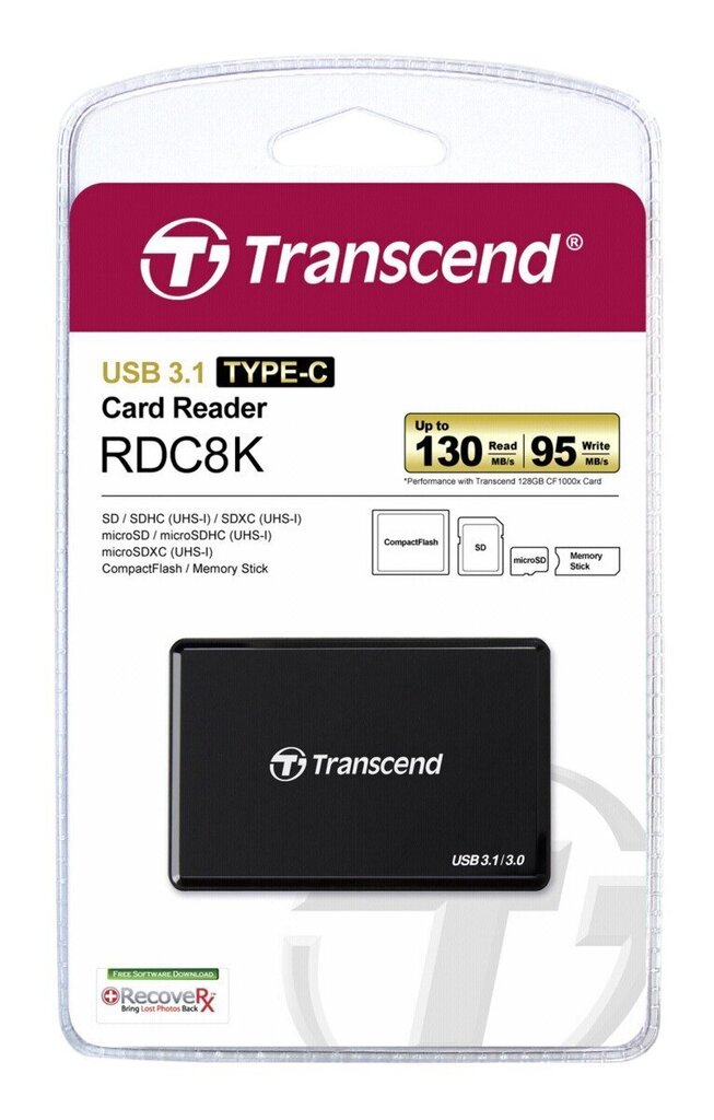 Kortinlukija Transcend TS-RDC8K2, USB Type C hinta ja tiedot | Puhelimen lisätarvikkeet | hobbyhall.fi