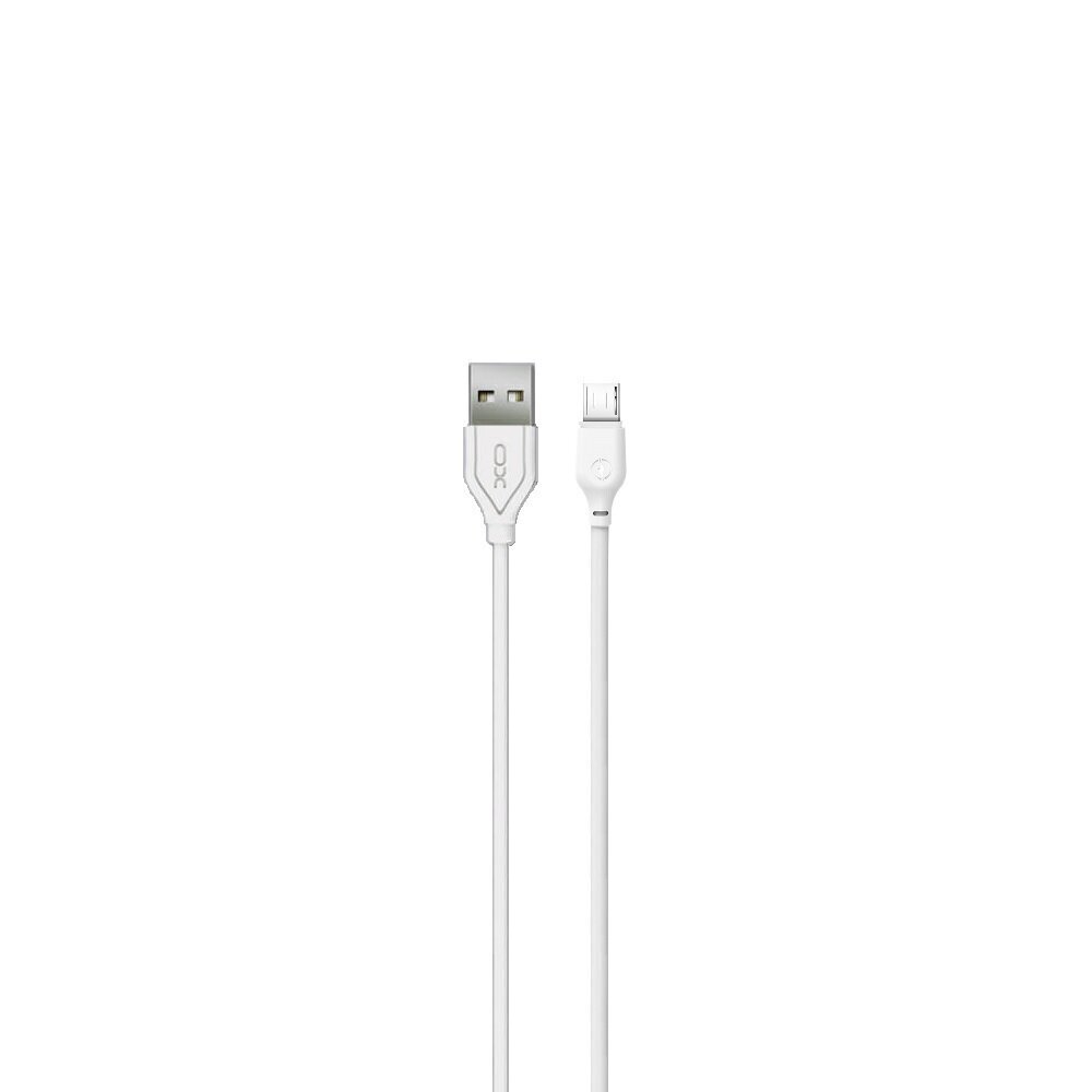 XO-kaapeli NB103 USB - microUSB 1,0 m 2,1A, valkoinen hinta ja tiedot | Puhelinkaapelit | hobbyhall.fi