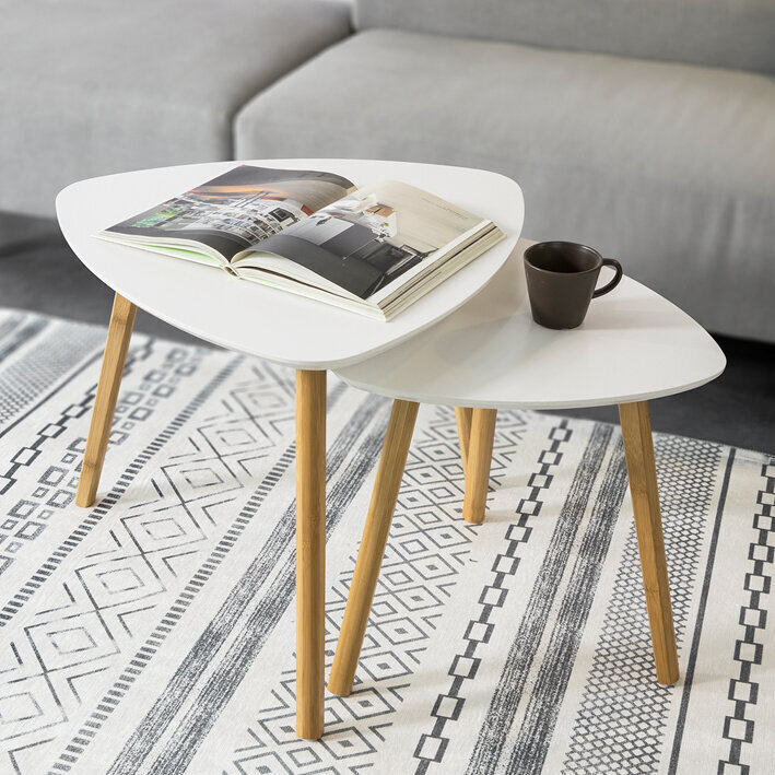 Kahden pöydän setti SoBuy FBT74-W, valkoinen/ruskea hinta ja tiedot | Sohvapöydät | hobbyhall.fi
