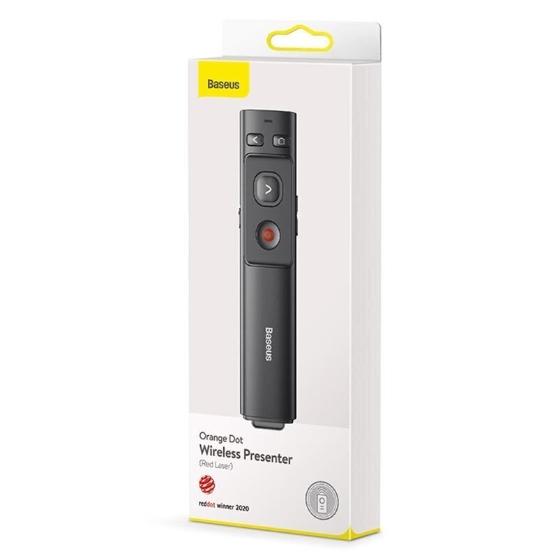 Langaton kaiutin Baseus Orange Dot Wireless Presenter (punainen laser) harmaa ACFYB-0G. hinta ja tiedot | Taskulamput ja valonheittimet | hobbyhall.fi