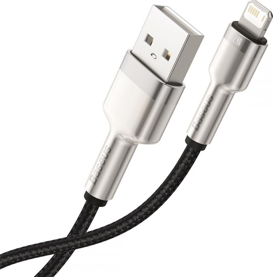 Kaapeli Baseus Cafule Series USB IP 2.4A 0.25m, musta hinta ja tiedot | Puhelinkaapelit | hobbyhall.fi