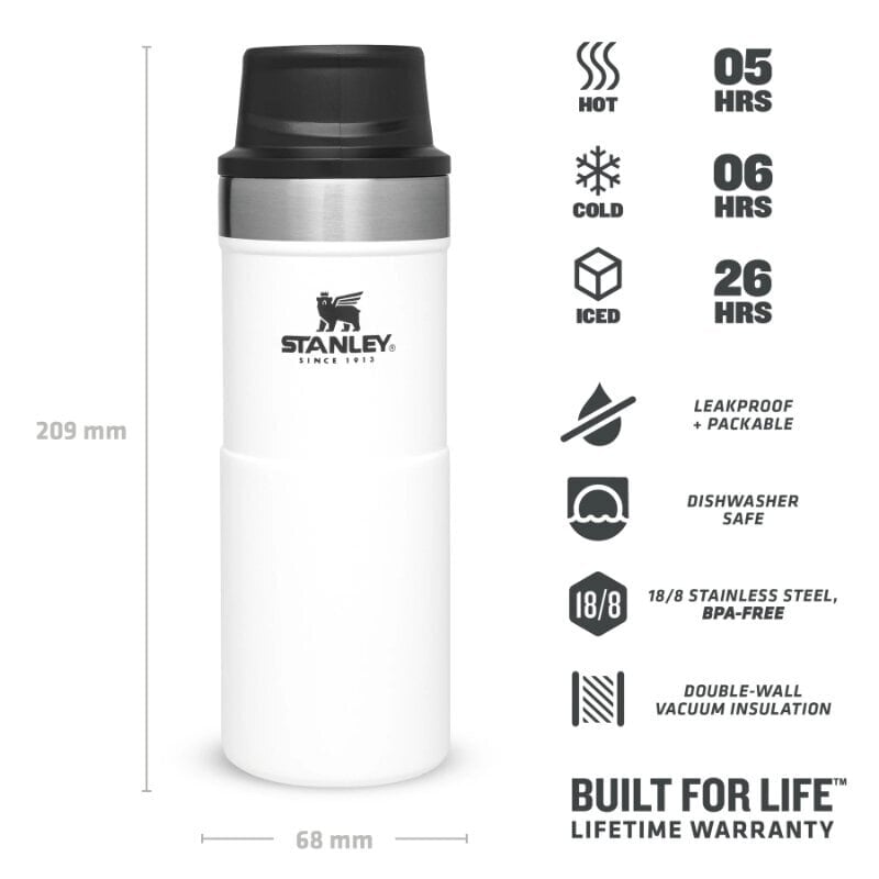 Termosmuki The Trigger-Action Travel Mug Classic 0,35 l, valkoinen hinta ja tiedot | Termoskannut ja termosmukit | hobbyhall.fi