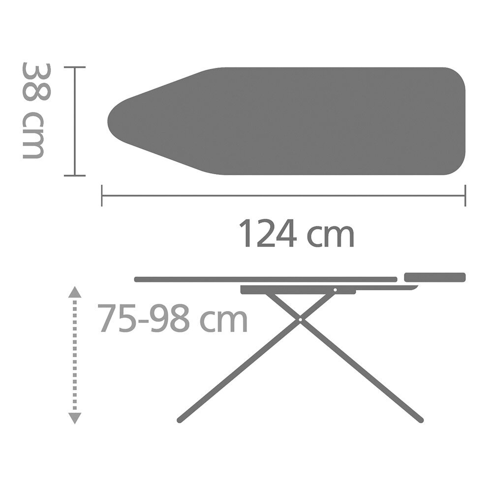Silityslauta B, 124x38 cm, musta runko, Metalized hinta ja tiedot | Silityslaudat | hobbyhall.fi