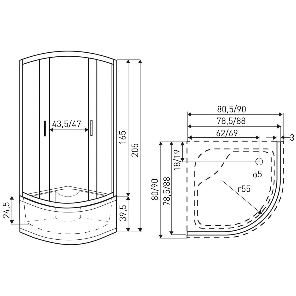 Suihkukaappi Kerra Madera STR 80 GL hinta ja tiedot | Suihkukaapit ja suihkunurkat | hobbyhall.fi