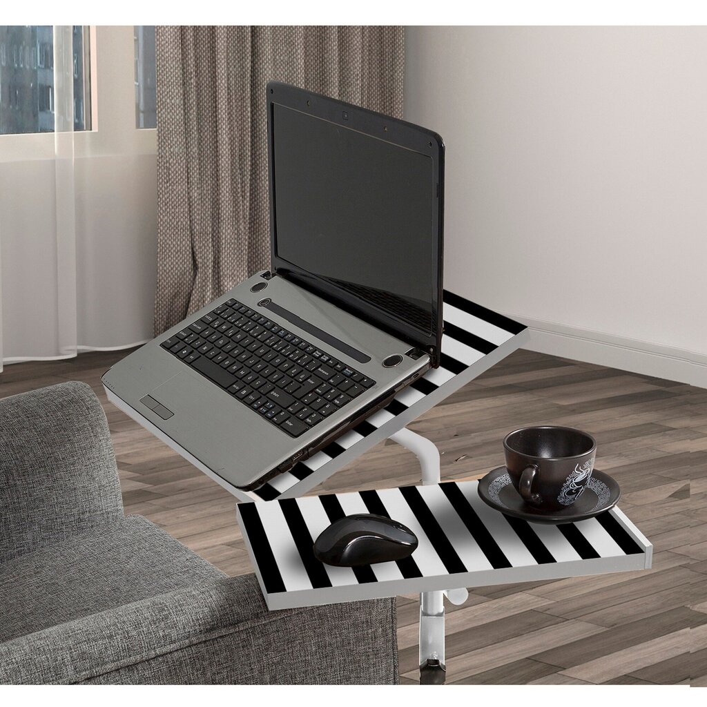 Tietokonepöytä Kalune Design 863 (I) kannettavalle tietokoneelle, musta/valkoinen hinta ja tiedot | Tietokonepöydät ja työpöydät | hobbyhall.fi