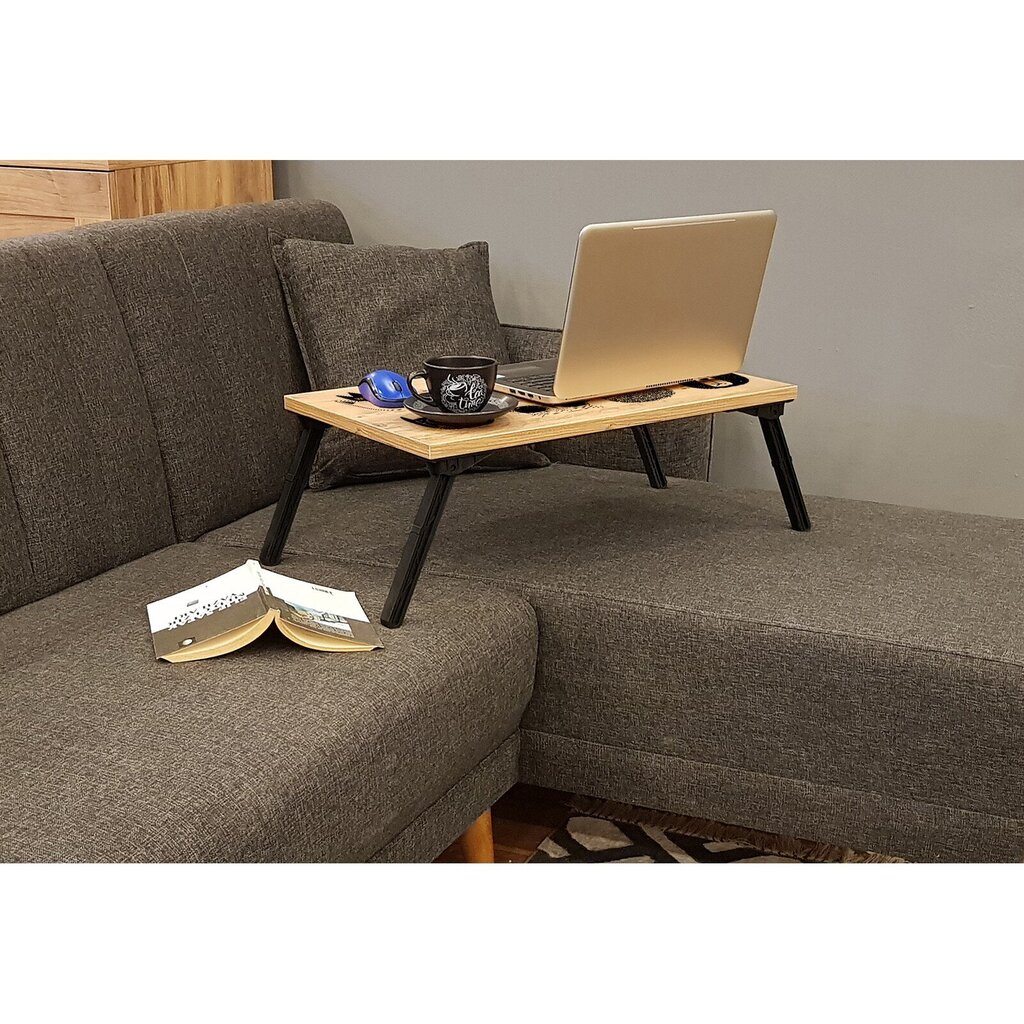 Pöytä kannettavalle tietokoneelle Kalune Design 869 (I), vaaleanruskea/musta hinta ja tiedot | Tietokonepöydät ja työpöydät | hobbyhall.fi