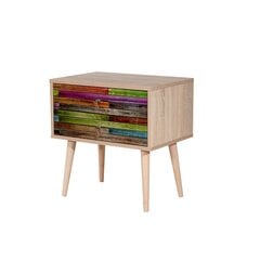 Kalune Design 863 (VIII) Yöpöytä 61 cm, tammi/tummansininen pinta hinta ja tiedot | Yöpöydät | hobbyhall.fi