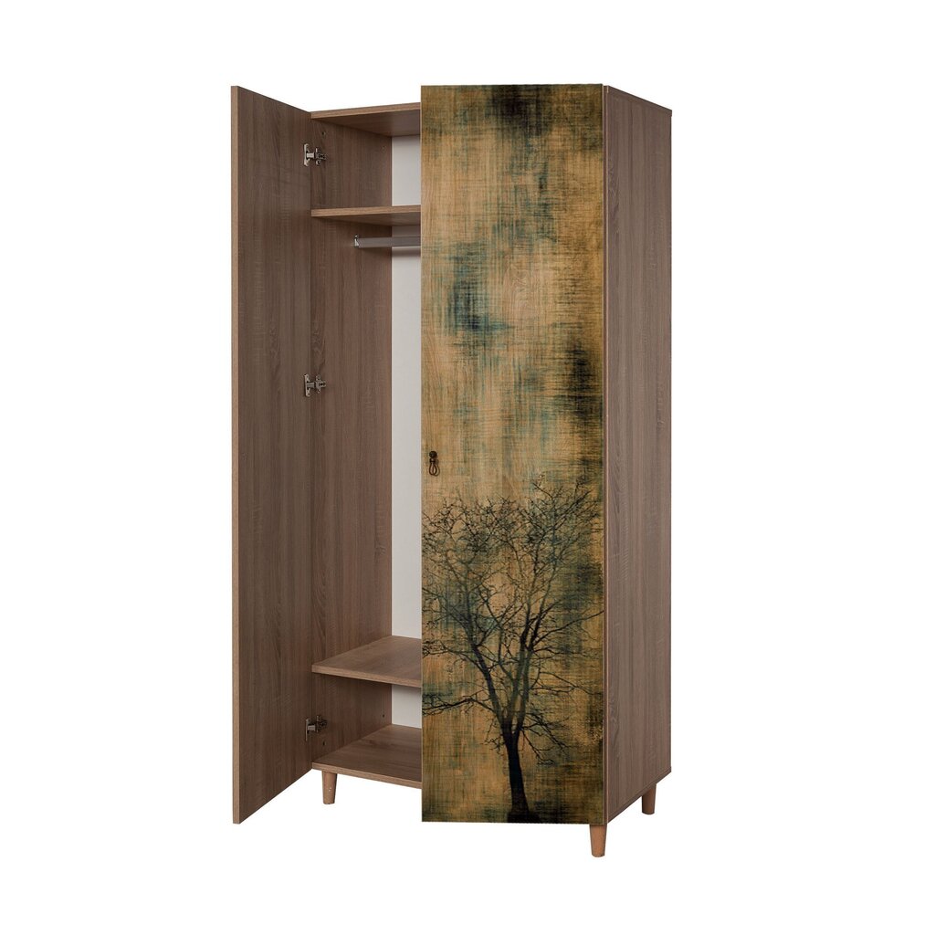 Vaatekaappi Kalune Design Wardrobe 863 (I), 90 cm, tammen värinen/tummanvihreä hinta ja tiedot | Kaapit | hobbyhall.fi