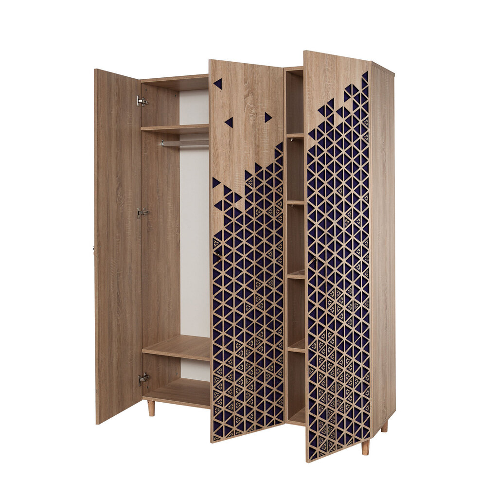 Vaatekaappi Kalune Design Wardrobe 863 (VI), 135 cm, tammen värinen / sininen hinta ja tiedot | Kaapit | hobbyhall.fi