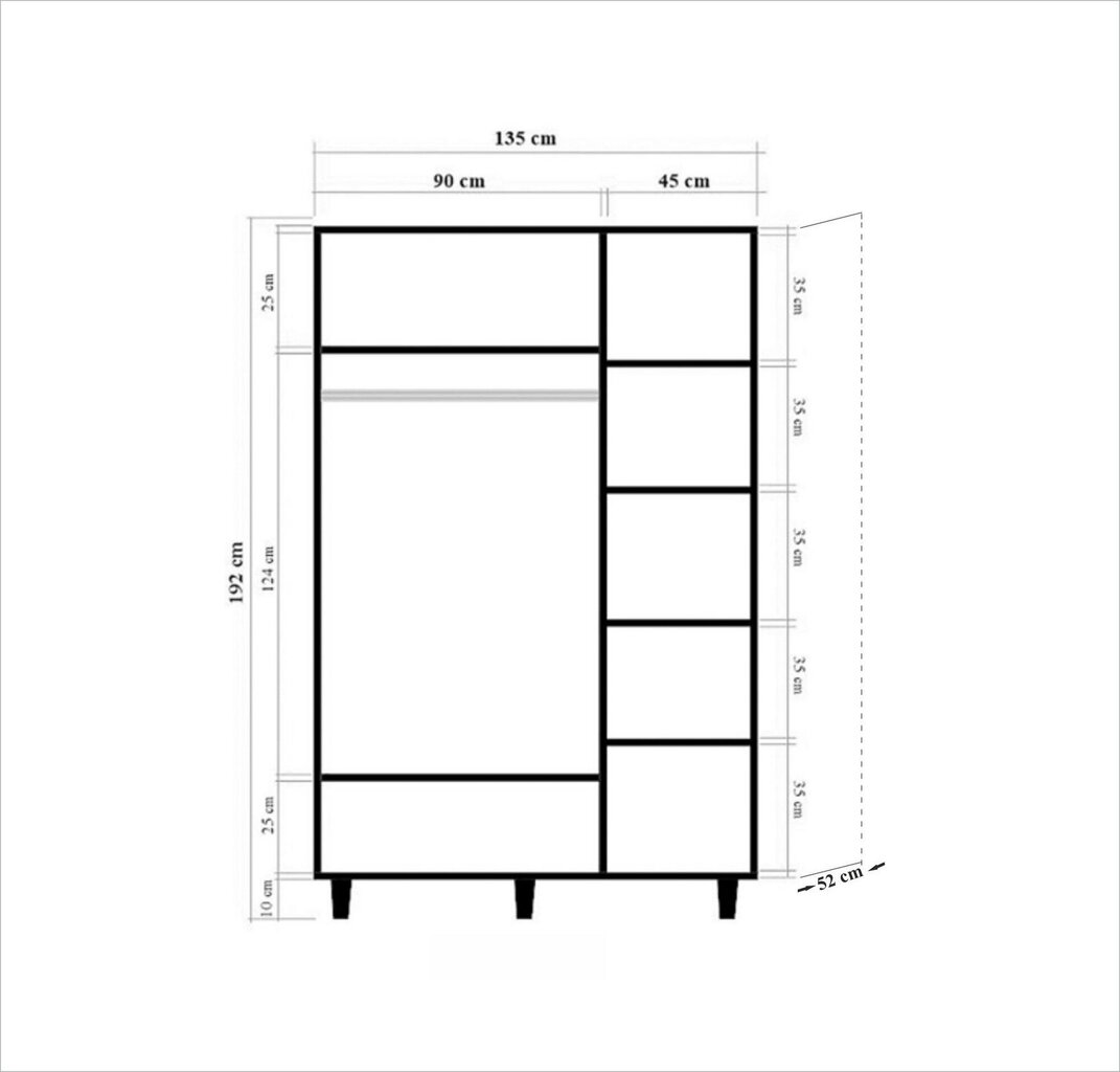 Vaatekaappi Kalune Design Wardrobe 863 (VI), 135 cm, tammen värinen / sininen hinta ja tiedot | Kaapit | hobbyhall.fi