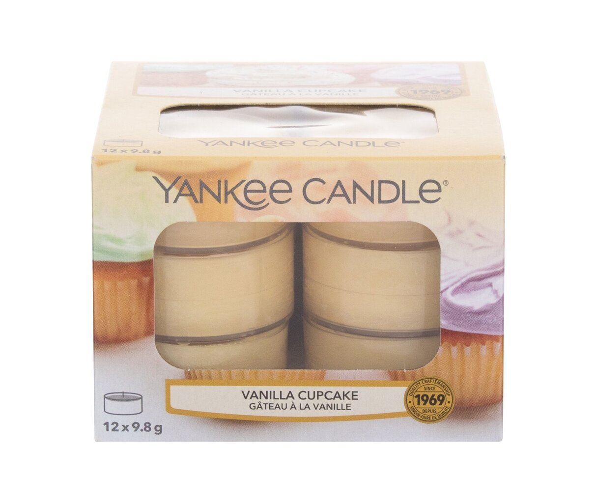 Tuoksukynttilät Yankee Candle Vanilla Cupcake 9,8 g, 12 kpl. hinta ja tiedot | Kynttilät ja kynttilänjalat | hobbyhall.fi