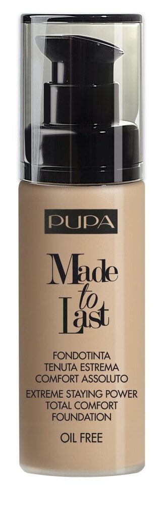 Meikkivoide Pupa Made To Last Foundation30 ml, 040 Medium beige hinta ja tiedot | Meikkivoiteet ja puuterit | hobbyhall.fi