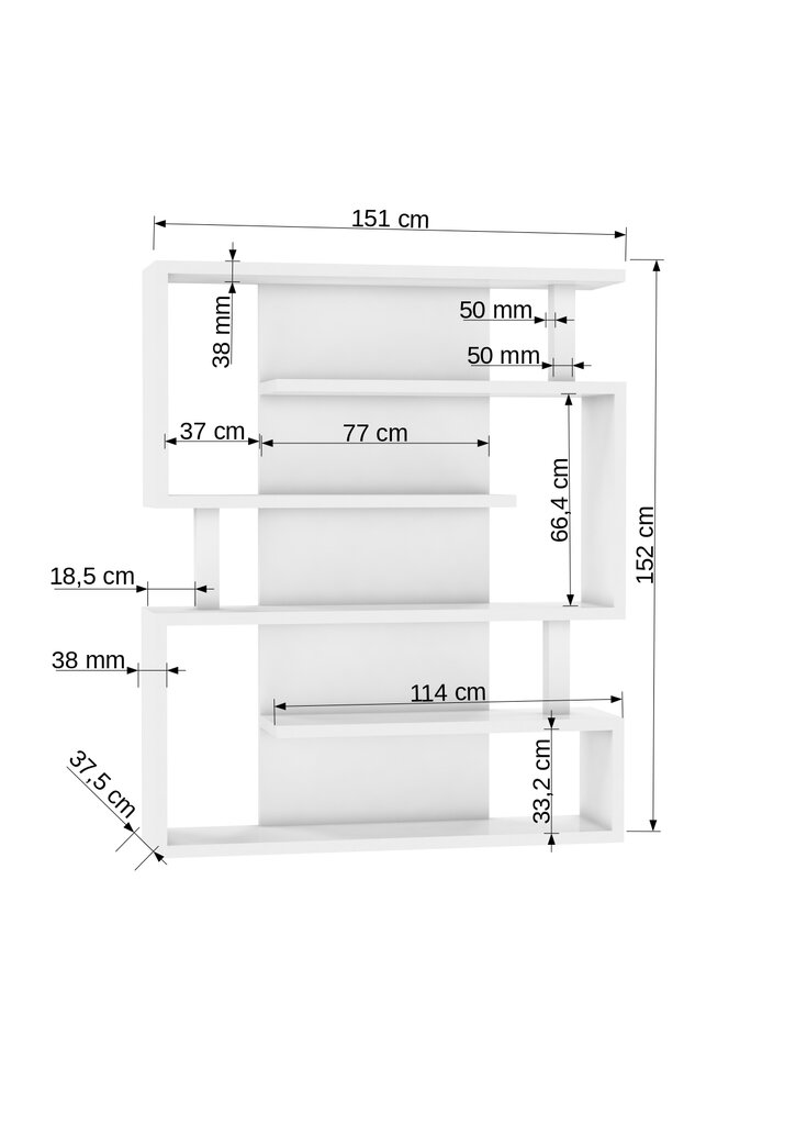 Hylly ADRK Furniture Felipe, 185x151 cm, valkoinen/harmaa hinta ja tiedot | Hyllyt | hobbyhall.fi