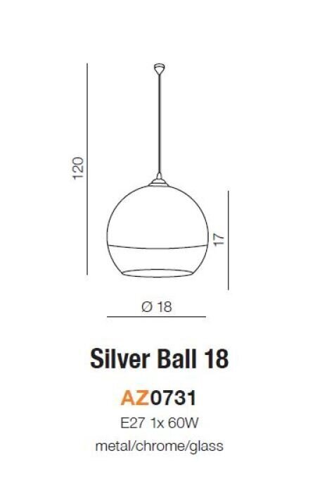 Riippuvalaisin Azzardo Silver Ball 4 hinta ja tiedot | Riippuvalaisimet | hobbyhall.fi