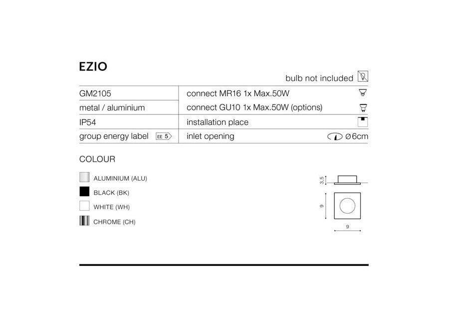 Kylpyhuoneen upotettava valaisin AZzardo Ezio AZ0811 hinta ja tiedot | Upotettavat valaisimet ja LED-valaisimet | hobbyhall.fi