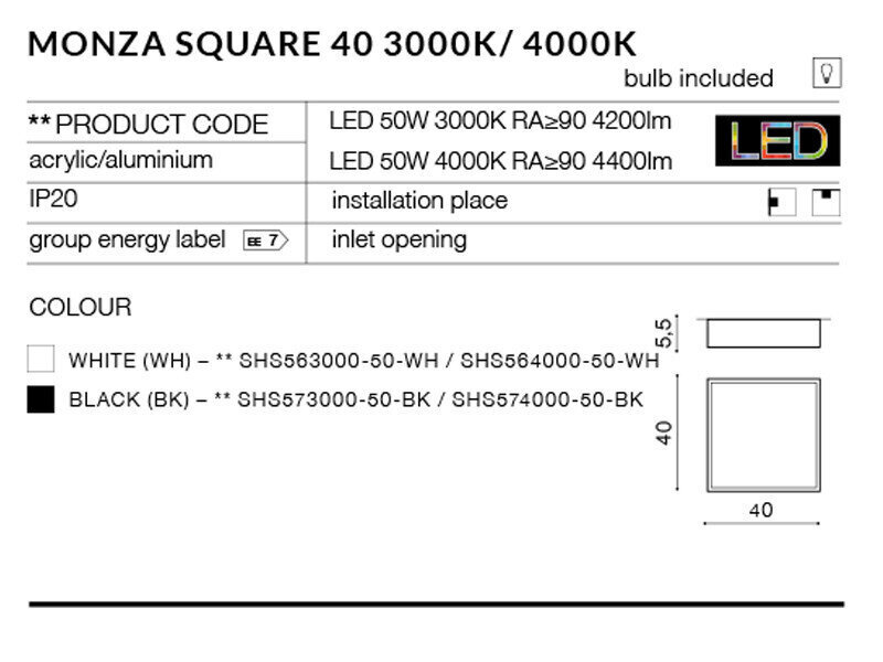 Kattovalaisin AZzardo Monza sq AZ2272 hinta ja tiedot | Kattovalaisimet | hobbyhall.fi