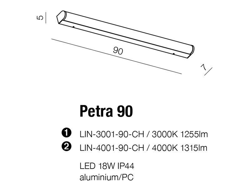 Kylpyhuoneen seinävalaisin AZzardo Petra AZ2475 hinta ja tiedot | Seinävalaisimet | hobbyhall.fi