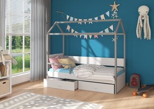 ADRK Furniture Otello-sänky sivusuojalla, 80 x 180 cm, tummanruskea/valkoinen hinta ja tiedot | Lastensängyt | hobbyhall.fi